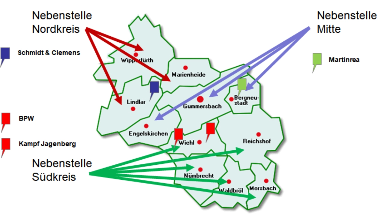 Diese Grafik zeigt die Aufteilung in die Wahlkreise Nord, Mitte und Süd